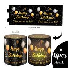 12 pièces/set Bougeoirs à thé en plastique noir et or qui s'illuminent, décorations de gâteau pour fêtes d'anniversaire, sans bougies incluses