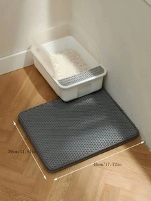 Pet Cat Litter Mat Large Mesh Double Layer Cat Litter Box Bottom Pad Accessories - Grey - View 2