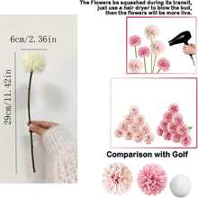 Set de 6 piezas/paquete de flores artificiales de crisantemo y hortensia en 3 colores mezclados, aptas para decoración del hogar, San Valentín, fiestas, Año Nuevo, ramos de boda y decoración - Multicolor - Ver 3