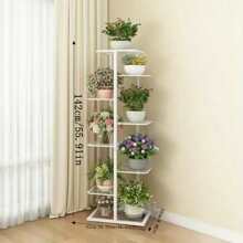 Estantería metálica multiusos de 8 niveles y 9 macetas - Portaplantas decorativo para interiores/exteriores, organizador de estantes con niveles para sala de estar, dormitorio, balcón - Perchero de plantas de decoración del hogar resistente - Multicolor - Ver 5