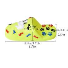 吱吱叫狗狗玩具，塑料材质，带吱吱声的咀嚼玩具，可爱拖鞋造型印花，耐咬，适合小型犬和猫咪 - 彩色 - 查看 2