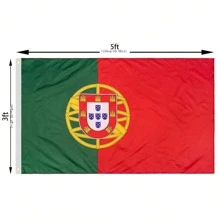 1 pièce Drapeau du Portugal imprimé sur les deux côtés (3x5FT), drapeau portugais suspendu en polyester, couleurs vives et résistant aux UV, décoration de drapeau national, décoration extérieure pour les jours fériés
