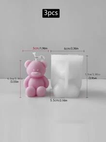 3 件 3D 泰迪熊硅胶模具，DIY 蜡烛制作，蜡工艺，肥皂制作，适用于家居装饰、壁炉、房间、客厅、中心装饰、办公室、节日礼物、情人节礼物 - 白色 - 查看 7