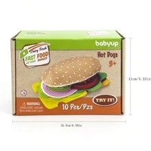 毛毡汉堡玩具套装、三明治、热狗、儿童厨房角色扮演玩具、幼儿园毛毡益智玩具 - 查看 3