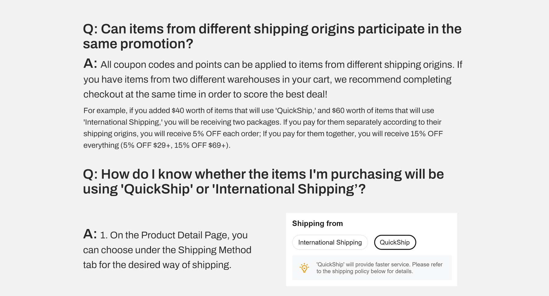 QuickShip International Shipping SHEIN USA