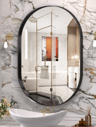 24 36 Inch Oval Wall Mirror for Bathroom Black Metal Frame Bathroom Mirrors Wall Mounted Mirror Horizontal Vertical  p 15019097