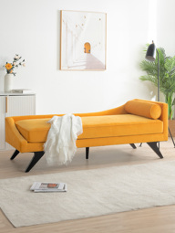 Velvet Indoor Modern Right Square Arm Reclining Lounge Fabric Chaise Couch Sleeper Sofa for Bedroom Office Small Living Room Apartment Dorm p 18362340