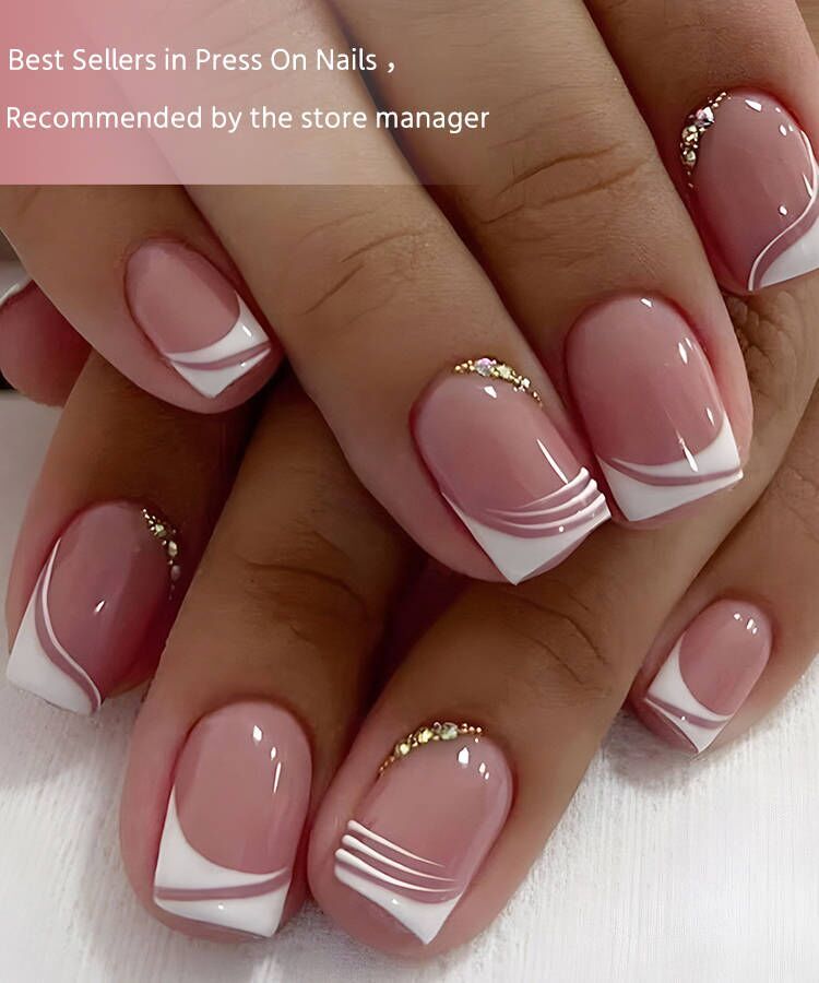 Transform Your Nails With 24pcs Short Square Rhinestone Decor Full Cover Fake Nail Set Press On Nails Nail Supplies p 15163837