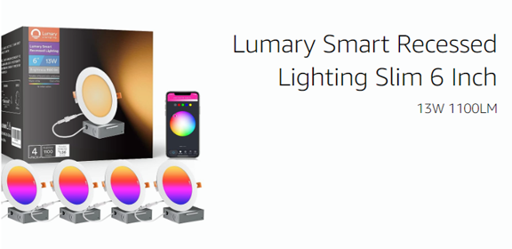 Lumary Smart Recessed Lighting 6 Inch Canless LED Recessed Lights 13W 1000lm Color Changing LED Downlight Wi Fi Bluetooth Soffit Light p 17679719