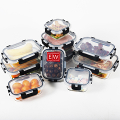 EasyWare Premium Set Of 10 Borosilicate Glass Container Containers 20 Pieces Various Sizes For Food Airtight For Lunch Microwave Freezer Oven Dishwasher Easy Close Leak Proof Set 8  p 23453056