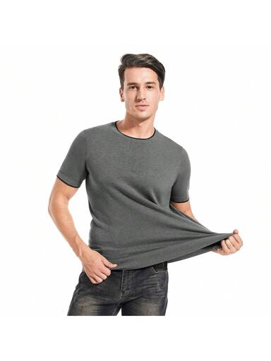 Casual Short Sleeve Round Neck T Shirt 100 Cotton For Men Blouses For Men Summer Shirts Sweatshirts Elegant Round Neck Gray Color p 24684261