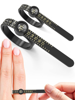 1pc Ring Size Measuring Tool With Magnifier Reusable Finger Size Gauge Black With Gold Scale p 23777937