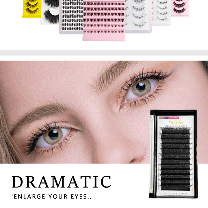 Asiteo Asiteo 12 Rows Ellipse Flat Individual Eyelash D Curl 0 15mm 8 15mm Can Choose Natural Super Soft Light Faux Mink Lash Extension p 28567125