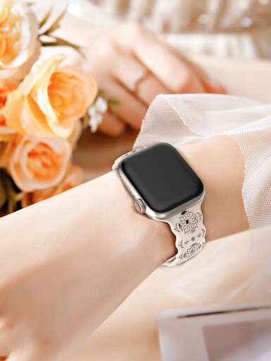 1pc Women s Fashionable Laser Carved Floral Hollow Design Soft And Waterproof Wristband Sports Watch Band Compatible With Apple Watch Band 44MM 45MM 49MM 38MM 40MM 41MM 42MM Compatible With Apple Watch Series Ultra SE 8 7 6 5 4 3 2 1 Apple Watch Strap Apple Watch Case As A Gift For Students Returning To School p 17944287