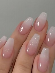 24pcs Short Coffin Shape Pink Gradual Change Jelly Pink Nail Kit Suitable For Women And Girls Press On Nails Nail Supplies p 24866209