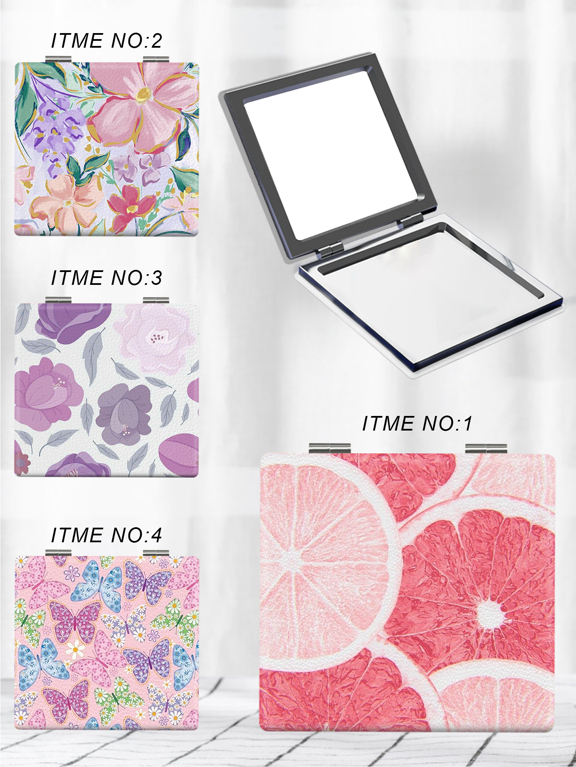1pc Spring Floral Series Lightweight Foldable High Quality Stainless Steel Coated Bright Silver Nano Electroplated Frame Square Compact Mirror Elegant And Suitable For Various Occasions And All People p 31056528