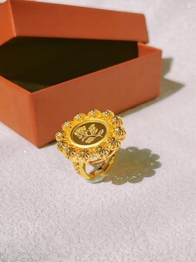 1pc 22K Gold Plated Copper Material Women s Ring Unique Personalized Design With Laser Engraved Patterns Adjustable Size Great Gift For Lover Daily Wear Or Mother s Day p 30246375