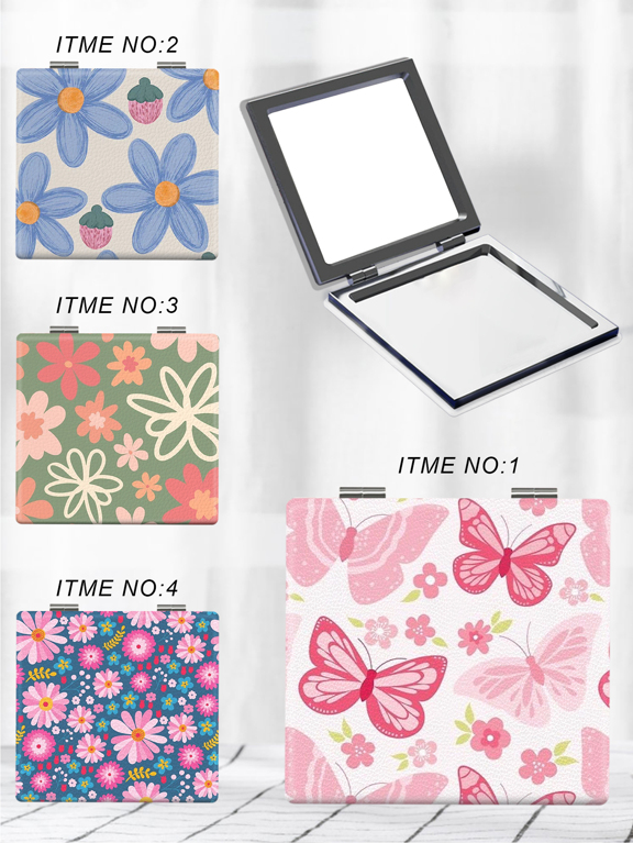 1pc Floral Design Foldable Portable Lightweight High Quality Stainless Steel Plated Bright Silver Nano Electroplated Edged Compact Square Mirror Refined For Multiple Occasions And All Users Spring p 31057700