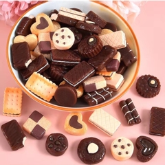 12pcs Random Simulation Miniature Food Baked Chocolate Biscuit Dollhouse Kitchen Charms DIY Resin Accessories For Earring Hair Accessories Hair Clip Phone Shells Decoration DIY Jewelry Making Gift p 21891741