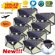 1 2 4 6 8 Pcs 100 LED Solar Wall Lights Outdoor Solar Lights Solar Powered Daylight Street Lights Garden Lights Solar Outdoor Lights Super Bright 3 Modes Solar Motion Lights Outdoor Solar Fence Lights Security Lights For Garden Yard Outside Halloween Christmas Thanksgiving Gift p 31406785