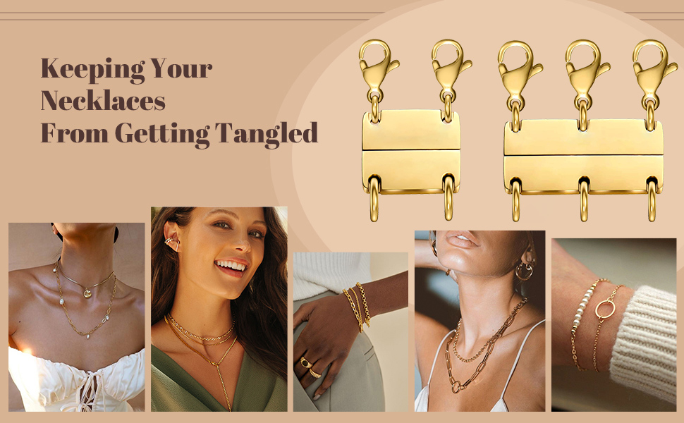 Layered Magnetic Necklace Clasp 18K Gold And Silver Separator Stackable Clasp For Necklace Separation And Extension p 36018961