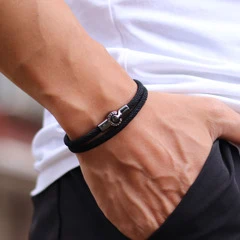diffone Simple Design Handmade 4mm Milan Rope Bracelet Black Easy Magnetic Bracelet For Men Women Best Friend Wristband Jewelry p 22266701