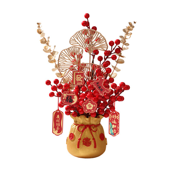 1pc Red Lucky Fruit Faux Flower Ornament Home Decor For Chinese New Year p 32697333
