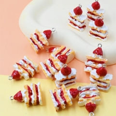 8pcs Simulation Resin Strawberry Cream Thousand Layer Cake Charms DIY Pendant Earrings Necklace Keychain Accessories For DIY Jewelry Making p 21723205