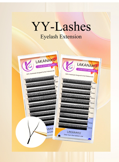 LAKANAKU Mix 9 15mm LAKANAKU Y Shape Eyelashes Extension YY Eyelash Cilia And Brazilian Volume Soft Faux Mink YY Lashes Y Cilios p 14883449