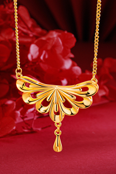 1pc Gold Color Geometric Fan Shaped Drop Necklace For Women p 34164259