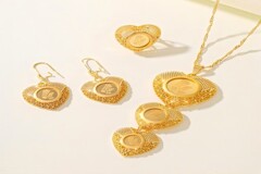 3 Pieces Of Copper Plated 22K Champagne Gold Women s Jewelry Set Necklace Pendant Earring Ring Gold Prom Jewelry 2024 New Jewelry With Rose Laser Pattern Suitable For Women s Daily Leisure Wear Attending Friends And Family Gatherings Gift Giving  p 61386270