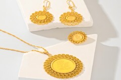 5 Piece Jewelry Set With Champagne Gold Plated Necklace Earrings Pendant Ring Suitable For Women To Wear Mother Day Gift Valentine s Day Gift Valentines Mom Mother Mother s Day Gift p 27835270