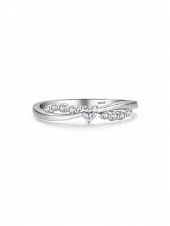 1pc Real 925 Sterling Silver Twisted Heart Shaped Wedding Band With Cubic Zirconia For Women Bridal Party Engagement Ring Fine Jewelry Gifts Valentines p 27077067