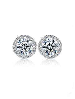 1pair 5A CZ Synthetic Diamond Bling Circular Stud Earrings S925 Sterling Silver Earrings Women s Girls Wedding Party Fine Jewelry Gifts p 21665431
