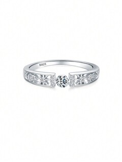 1pc Sparkling Round Cubic Zirconia Paved Genuine 925 Sterling Silver Wedding Band Promise Ring For Women Party Engagement Event Jewelry Gift Bridal Jewelry p 26996338