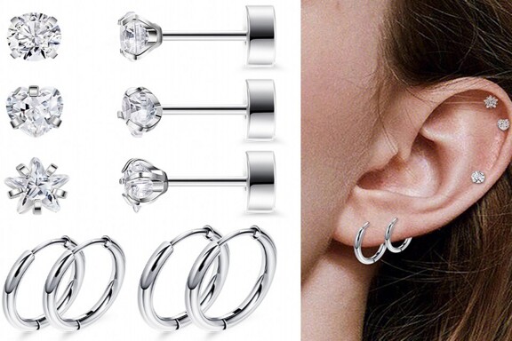 Women s CZ Stud Earrings Simulated Diamond Round Cubic Zirconia Ear Stud Set p 30160847