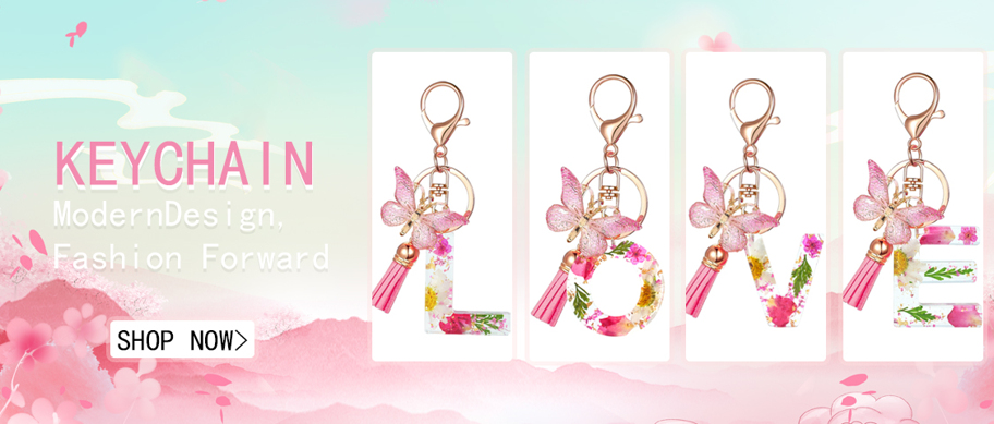 One Initial Keychain For Girl And Ladies Pink Cute Dry Flower Dandelion Key Chain Backpack Handbag Decoration Butterfly Tassel Gift Car Accessories Bag Charm School p 32311257