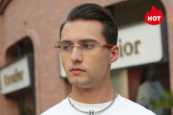 Men Square Rimless Eyeglasses Clear Glasses Accessories p 3899711