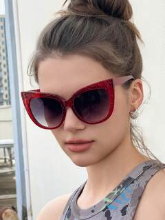 New Fashion Red Glitter Cat Eye Style Fashion Glasses For Women p 36740661