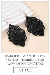 1pair Bohemian Hollow Out Drop Earrings For Women For Vacation p 14805109