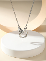 1pc Stainless Steel Interlocked Rings Mobius Necklace For Women Exquisite And Unique Design Collarbone Chain Suitable For Daily Wear p 36163580