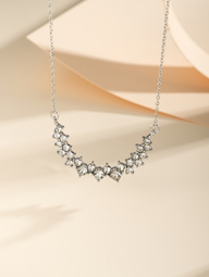 1pc Korean Style Stainless Steel Color Preserving Cubic Zirconia Necklace Simple And Elegant With High End Sense Full Of Diamonds Suitable As A Gift For Girlfriend Or Best Friend p 35701307