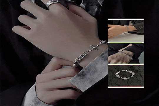1pc Cool Retro Titanium Double Layered Starburst Bangle Unisex Hip Hop Style Bracelet Halloween p 28916814