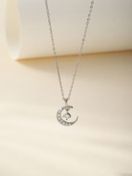 1pc Korean INS Style Stainless Steel Zirconia Moon Pendant Collarbone Necklace Anti Fade Suitable For Women s Daily Wear p 36225684