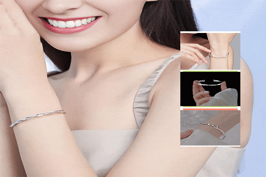 1pc 925 Sterling Silver Simple Moebius Nail Sand Round Bangle For Women Bracelet Gift Box Birthday Gift p 28985582