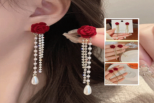 1pair Plush Red Rose Earrings With Tassel In High End Jewelry Bag Gift For Mother s Day Valentine s Day Birthday Clothing Accessory Festival Elegant Halloween Valentines p 31220395