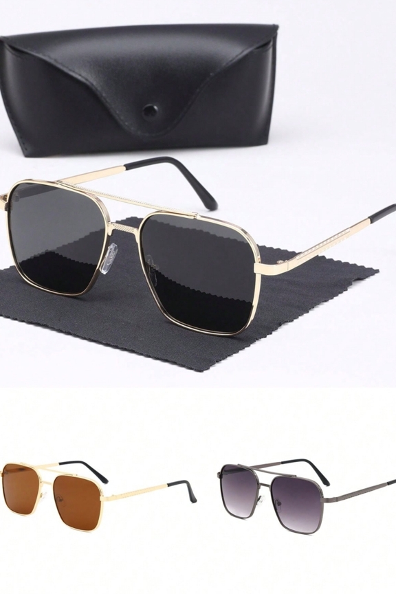 1pc Men s Luxury Fashion Square Fashion Glasses Metal Frame Design Comes With A Stylish Glasses Case Fashionable And Versatile Attract Everyone s Attention Suitable For Daily Life Beach Driving And Outdoor Travel Also Provide For Summer Beach Vacation Outdoor Travel p 30923420