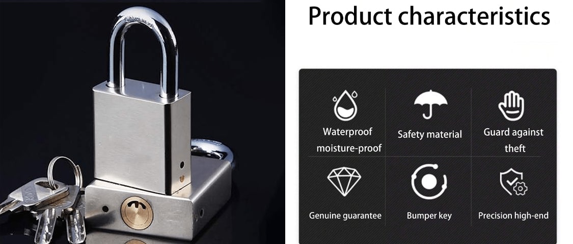 Stainless Steel Extra Long Padlock With Extended Beam Suitable For Cabinet Dormitory Entrance Door Drawers Study Room p 37621945