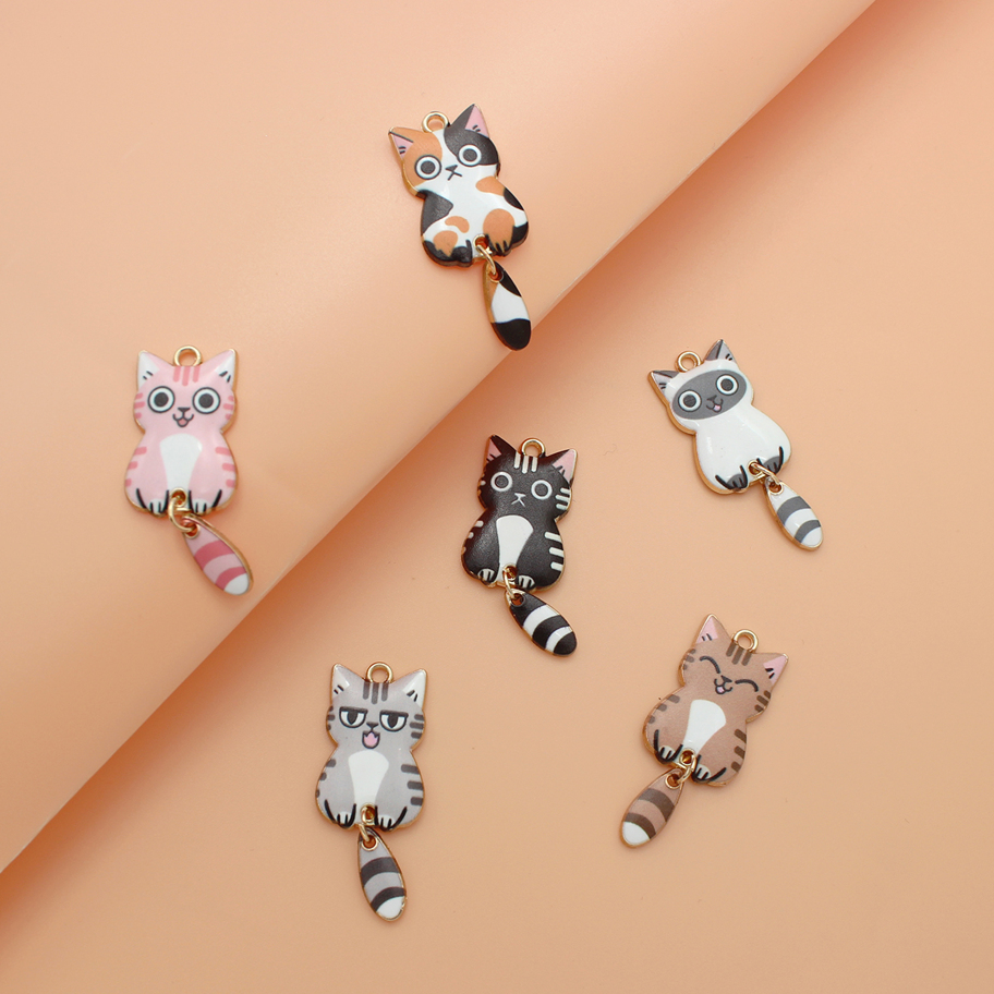 6pcs Random Alloy Cat DIY Pendant p 12529829