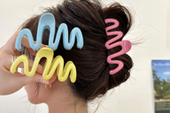 2pcs Colorful Wave Shaped Hair Claw Clips For Women Oversized Hair Claw For Thick Hair INS Inspired Hair Accessories p 38068683